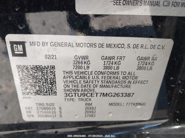 Photo 8 VIN: 3GTU9CET7MG263387 - GMC SIERRA 