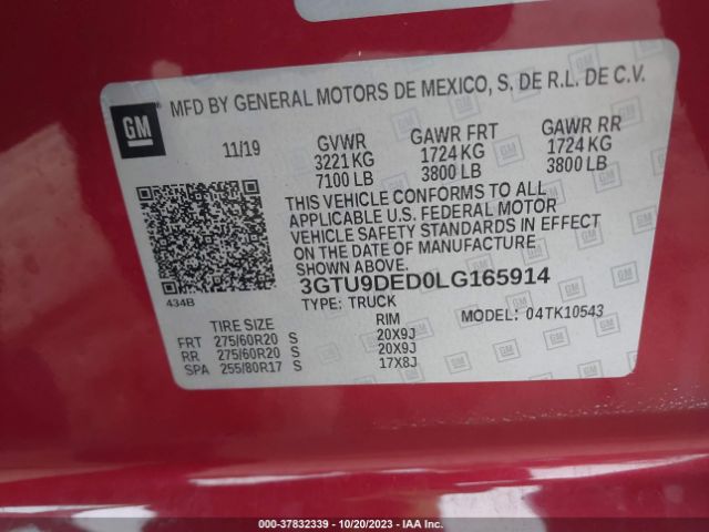 Photo 8 VIN: 3GTU9DED0LG165914 - GMC SIERRA 1500 