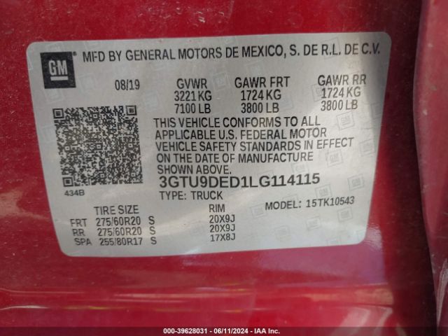 Photo 8 VIN: 3GTU9DED1LG114115 - GMC SIERRA 