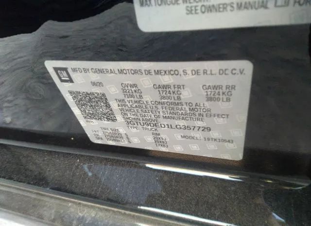 Photo 8 VIN: 3GTU9DED1LG357729 - GMC SIERRA 1500 