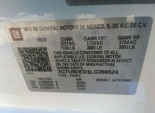 Photo 8 VIN: 3GTU9DED1LG398524 - GMC SIERRA 