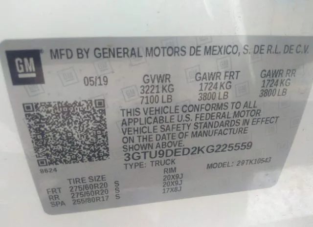 Photo 8 VIN: 3GTU9DED2KG225559 - GMC SIERRA 1500 