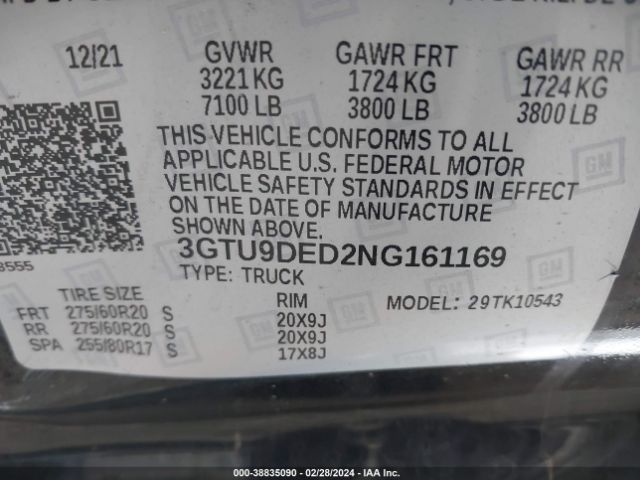 Photo 8 VIN: 3GTU9DED2NG161169 - GMC SIERRA LIMITED 