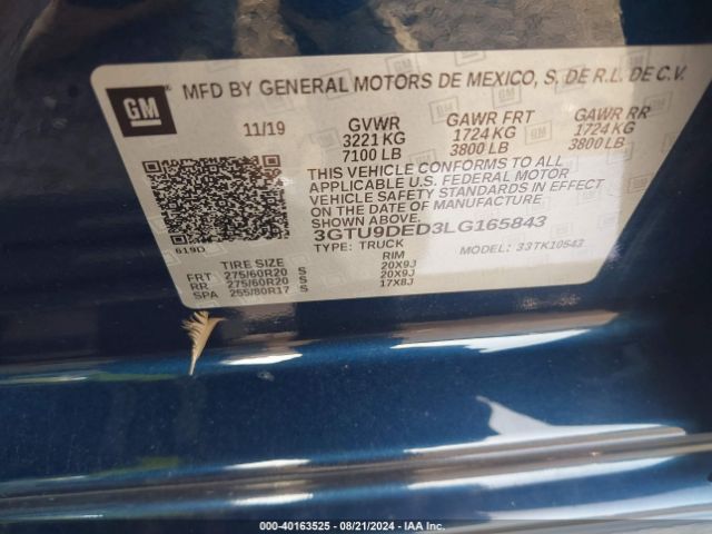 Photo 8 VIN: 3GTU9DED3LG165843 - GMC SIERRA 