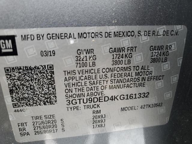 Photo 11 VIN: 3GTU9DED4KG161332 - GMC SIERRA 