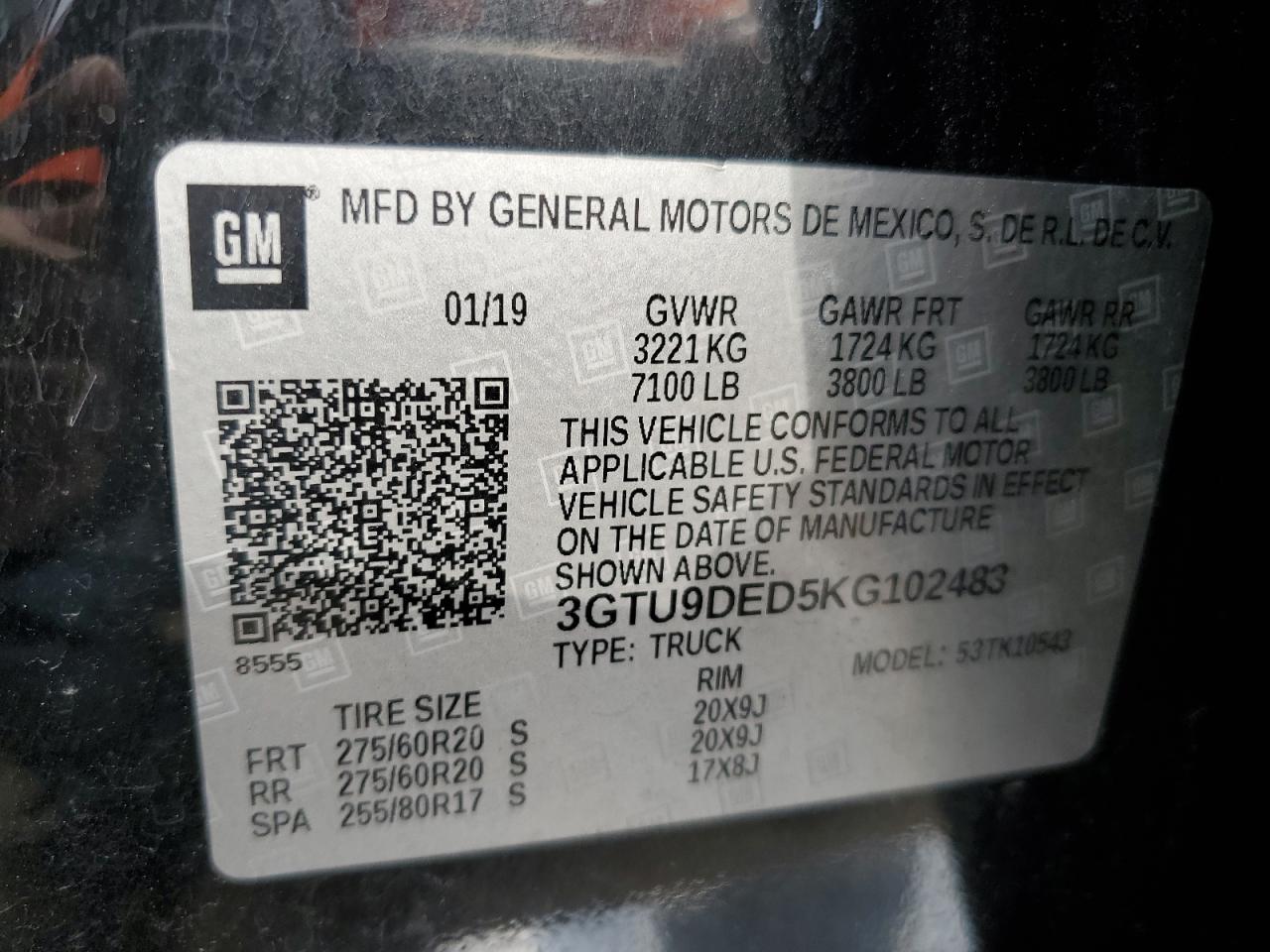 Photo 11 VIN: 3GTU9DED5KG102483 - GMC SIERRA 