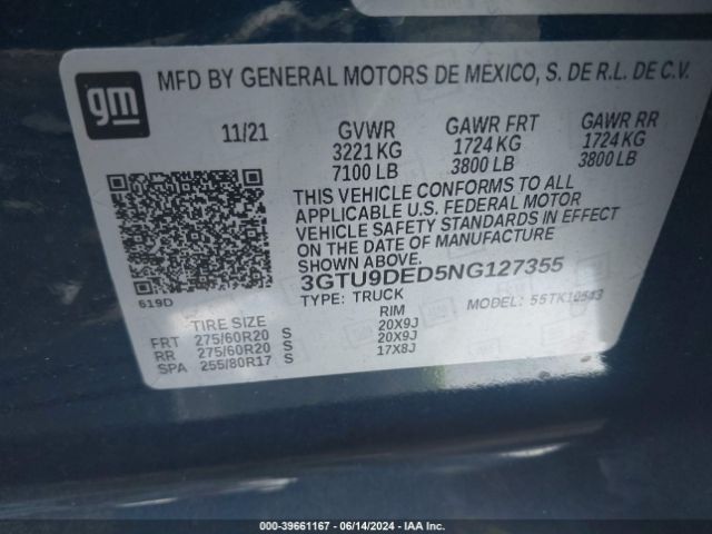 Photo 8 VIN: 3GTU9DED5NG127355 - GMC SIERRA LIMITED 