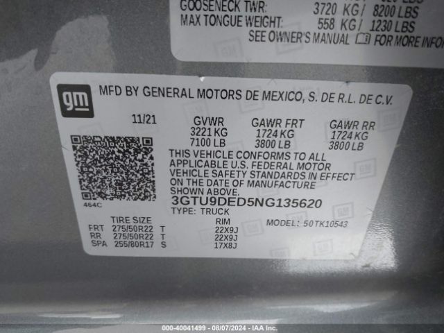 Photo 8 VIN: 3GTU9DED5NG135620 - GMC SIERRA LIMITED 