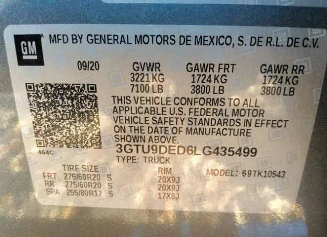 Photo 8 VIN: 3GTU9DED6LG435499 - GMC SIERRA 1500 