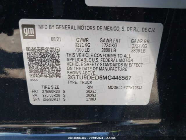 Photo 8 VIN: 3GTU9DED6MG446567 - GMC SIERRA 1500 