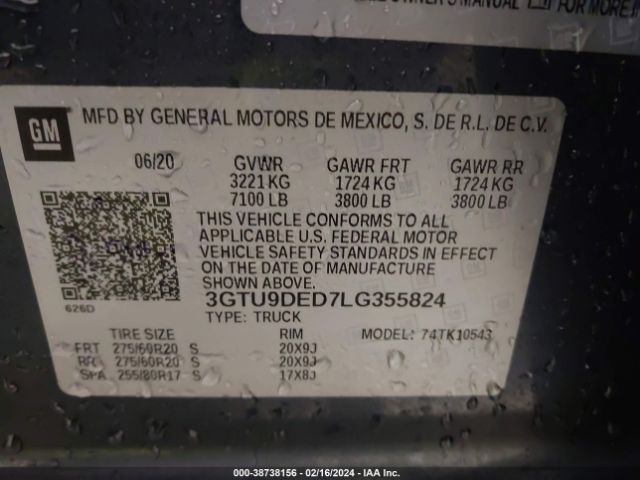 Photo 8 VIN: 3GTU9DED7LG355824 - GMC SIERRA 1500 