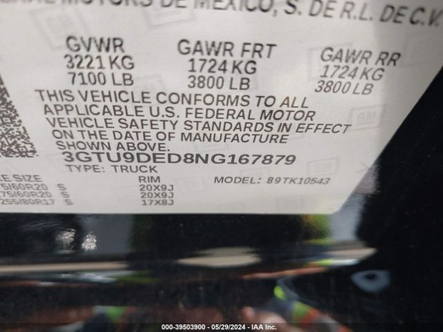 Photo 8 VIN: 3GTU9DED8NG167879 - GMC SIERRA LIMITED 