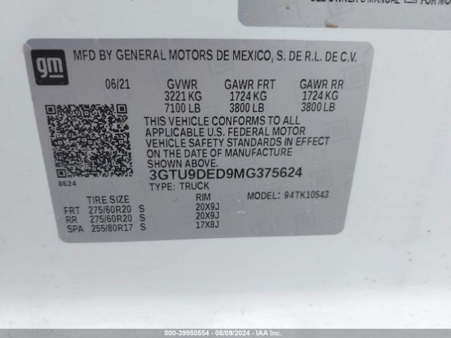 Photo 8 VIN: 3GTU9DED9MG375624 - GMC SIERRA 