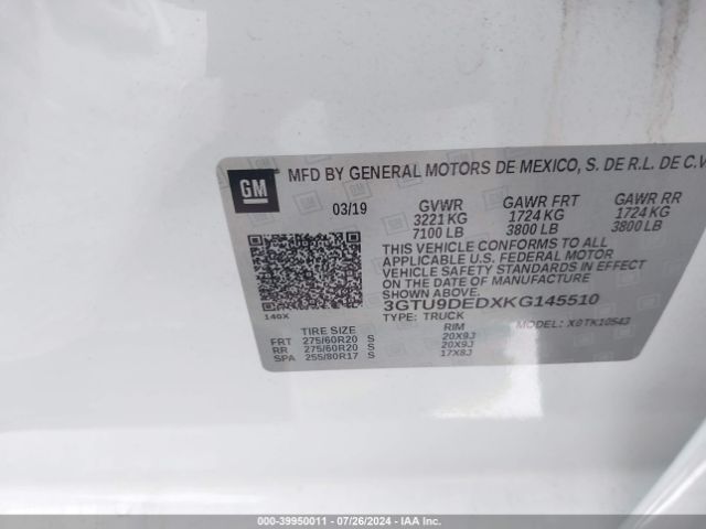 Photo 8 VIN: 3GTU9DEDXKG145510 - GMC SIERRA 