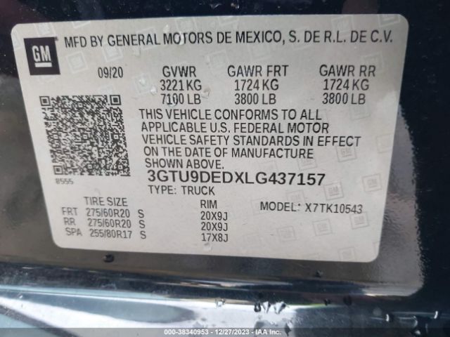 Photo 8 VIN: 3GTU9DEDXLG437157 - GMC SIERRA 1500 