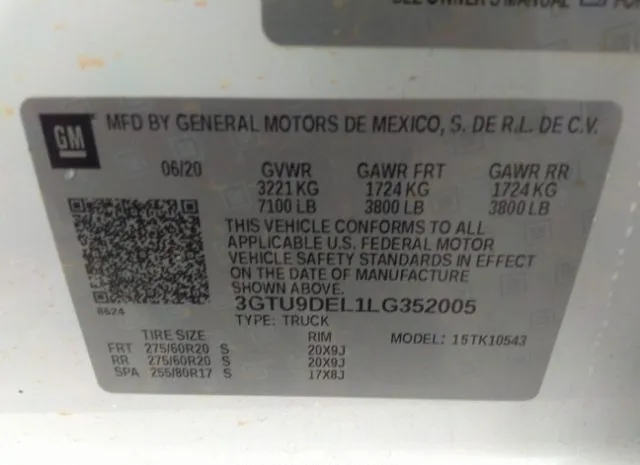 Photo 8 VIN: 3GTU9DEL1LG352005 - GMC SIERRA 1500 