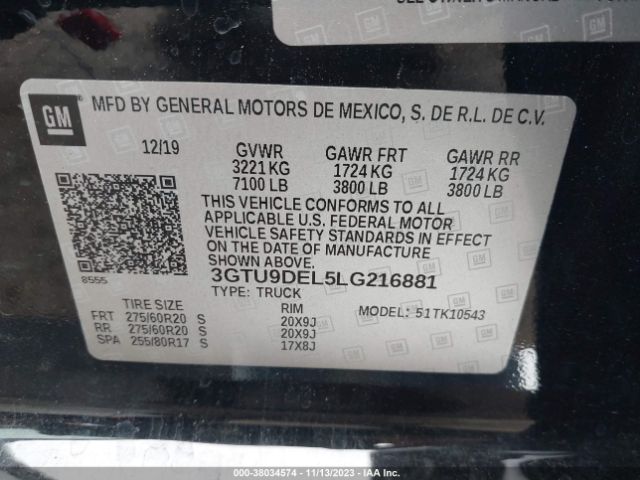 Photo 8 VIN: 3GTU9DEL5LG216881 - GMC SIERRA 1500 