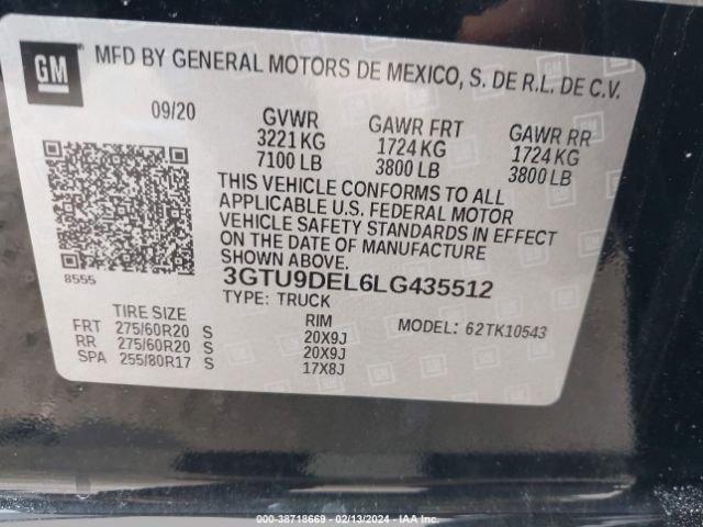 Photo 8 VIN: 3GTU9DEL6LG435512 - GMC SIERRA 1500 