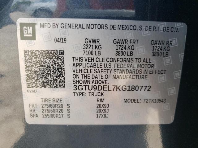 Photo 9 VIN: 3GTU9DEL7KG180772 - GMC SIERRA K15 