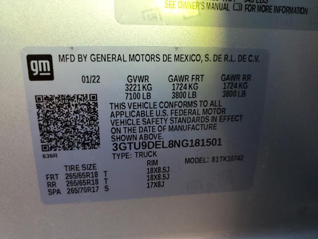 Photo 11 VIN: 3GTU9DEL8NG181501 - GMC SIERRA LIM 