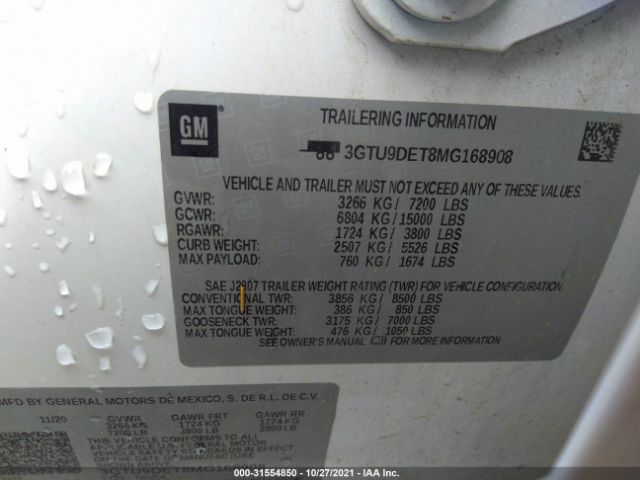 Photo 8 VIN: 3GTU9DET8MG168908 - GMC SIERRA 1500 