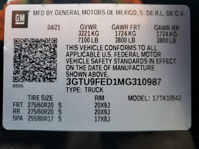 Photo 12 VIN: 3GTU9FED1MG310987 - GMC SIERRA K15 