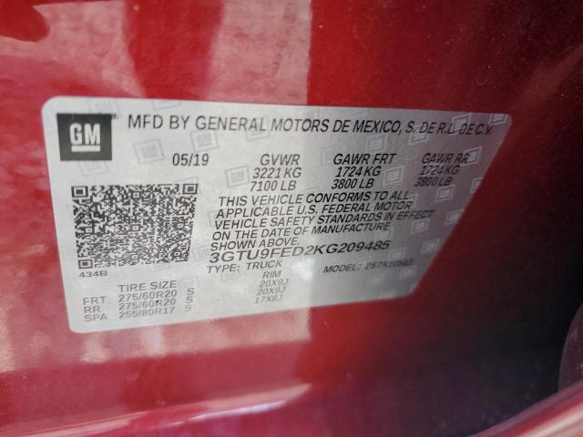 Photo 12 VIN: 3GTU9FED2KG209485 - GMC SIERRA 