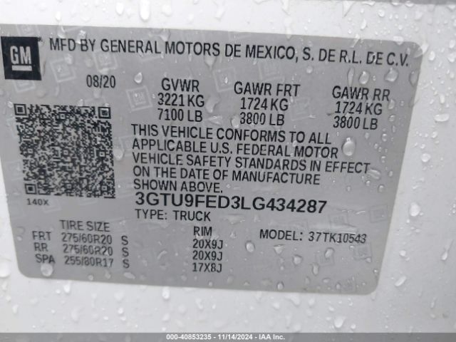 Photo 8 VIN: 3GTU9FED3LG434287 - GMC SIERRA 