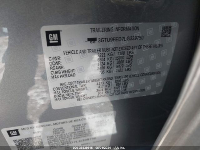 Photo 8 VIN: 3GTU9FED7LG339750 - GMC SIERRA 1500 