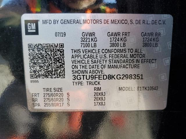 Photo 11 VIN: 3GTU9FED8KG298351 - GMC SIERRA 