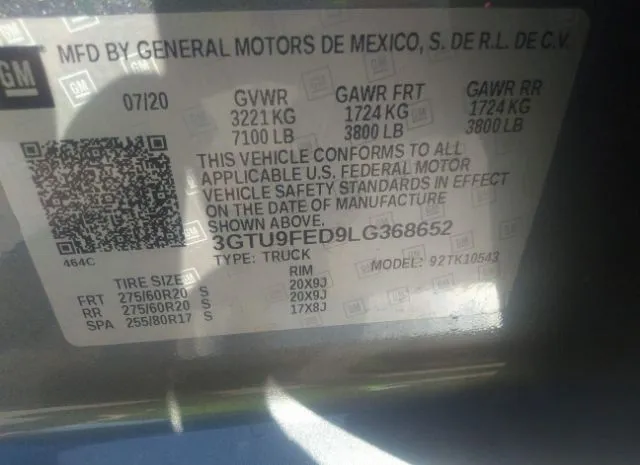 Photo 8 VIN: 3GTU9FED9LG368652 - GMC SIERRA 1500 