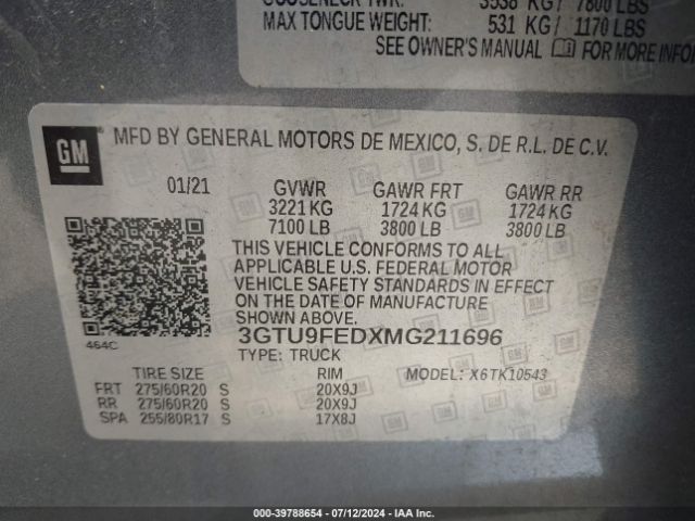 Photo 8 VIN: 3GTU9FEDXMG211696 - GMC SIERRA 1500 