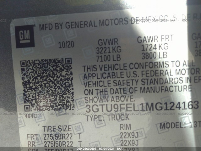 Photo 8 VIN: 3GTU9FEL1MG124163 - GMC SIERRA 1500 