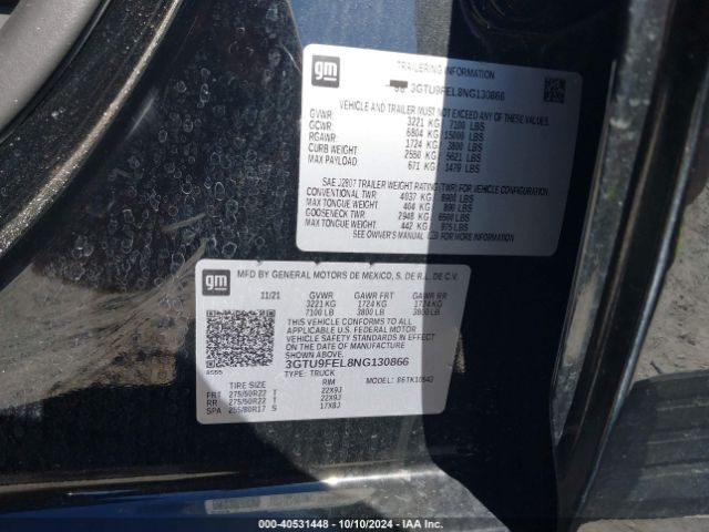 Photo 8 VIN: 3GTU9FEL8NG130866 - GMC SIERRA LIMITED 