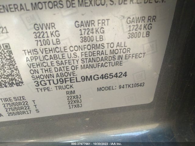 Photo 8 VIN: 3GTU9FEL9MG465424 - GMC SIERRA 1500 