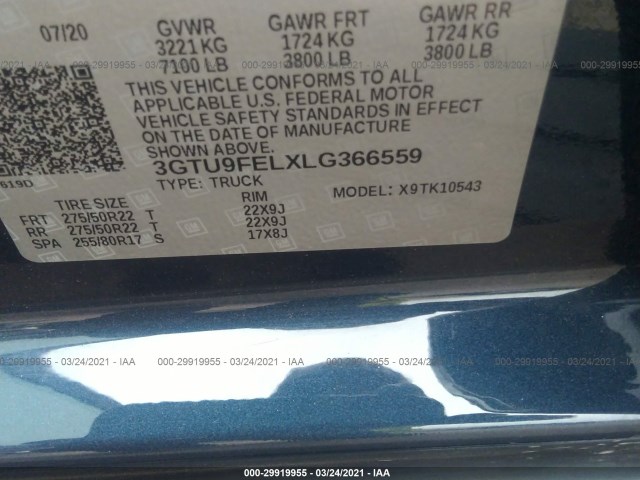 Photo 8 VIN: 3GTU9FELXLG366559 - GMC SIERRA 1500 