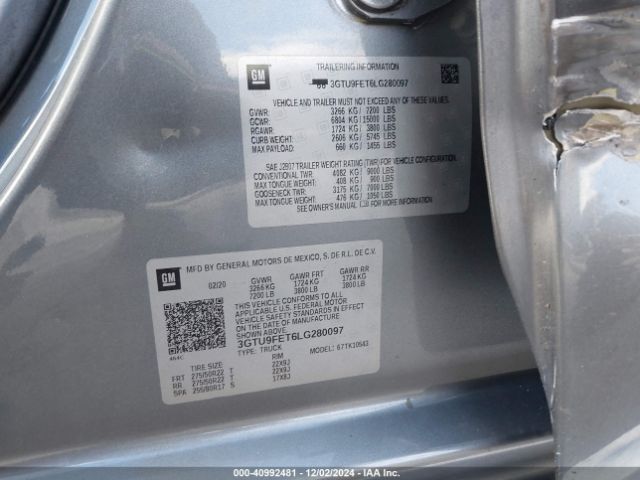 Photo 8 VIN: 3GTU9FET6LG280097 - GMC SIERRA 