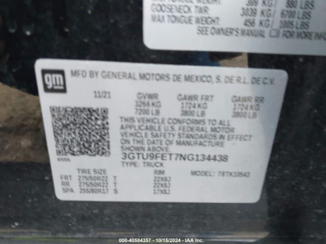 Photo 8 VIN: 3GTU9FET7NG134438 - GMC SIERRA LIMITED 