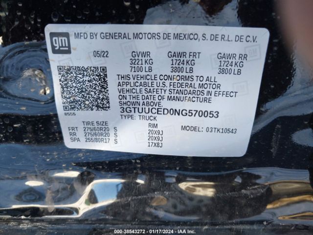 Photo 8 VIN: 3GTUUCED0NG570053 - GMC SIERRA 1500 