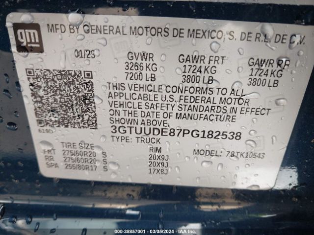 Photo 8 VIN: 3GTUUDE87PG182538 - GMC SIERRA 1500 