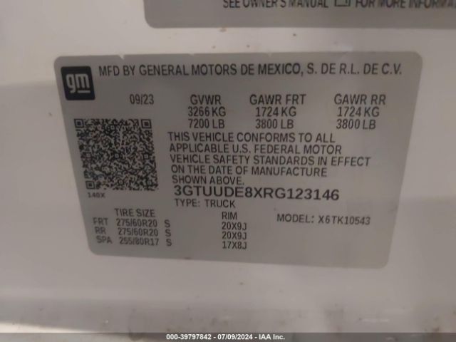 Photo 8 VIN: 3GTUUDE8XRG123146 - GMC SIERRA 1500 