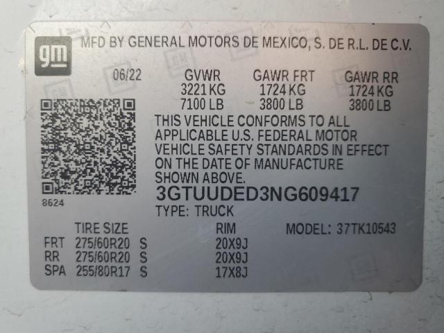 Photo 11 VIN: 3GTUUDED3NG609417 - GMC SIERRA K15 