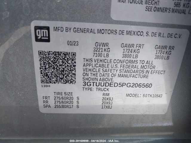 Photo 8 VIN: 3GTUUDED5PG206560 - GMC SIERRA 1500 