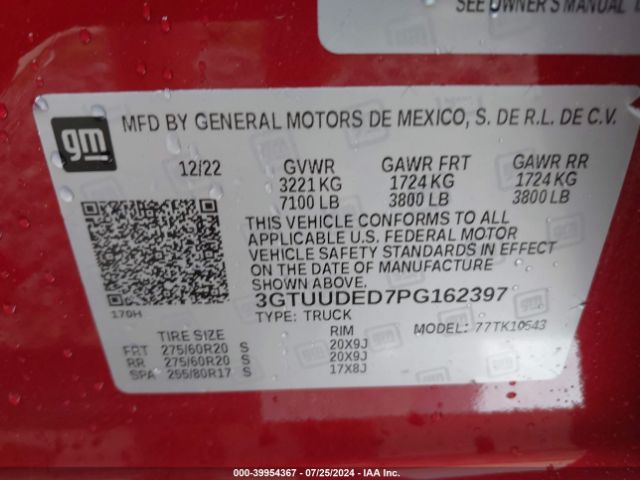 Photo 8 VIN: 3GTUUDED7PG162397 - GMC SIERRA 