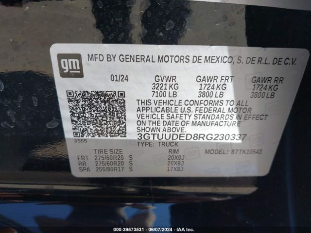 Photo 8 VIN: 3GTUUDED8RG230337 - GMC SIERRA 1500 