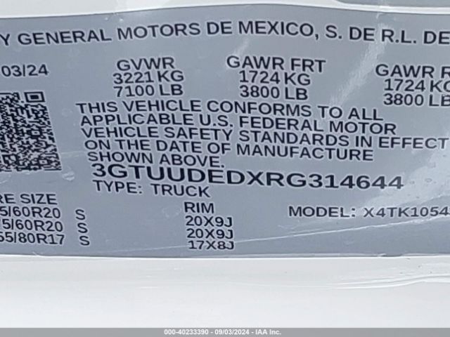 Photo 8 VIN: 3GTUUDEDXRG314644 - GMC SIERRA 