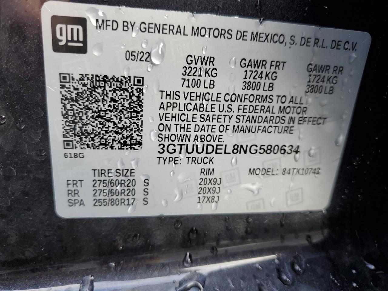 Photo 11 VIN: 3GTUUDEL8NG580634 - GMC SIERRA 