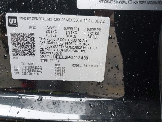 Photo 8 VIN: 3GTUUEEL2PG113430 - GMC SIERRA 
