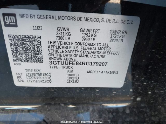 Photo 8 VIN: 3GTUUFE84RG179207 - GMC SIERRA 