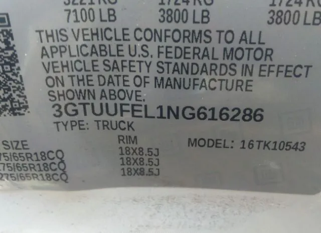 Photo 8 VIN: 3GTUUFEL1NG616286 - GMC SIERRA 1500 